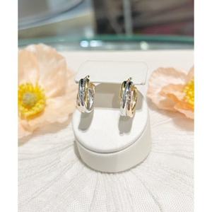 미니골드 [14K골드침+실버] 트리플 트위스트 링귀걸이 MEM22004