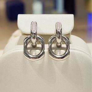 미니골드 [14K골드침+실버] 인터락 링크 링귀걸이 MEM21999