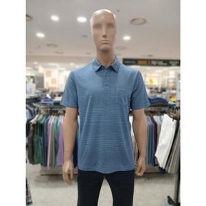 크로커다일 세이브존05 폴리 메쉬 단가라 반팔 카라 블루 티셔츠 CDAAATS2468 33