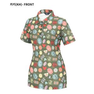 [디즈니골프]여성 아트웍 패턴 카라 반팔 티셔츠 (DP2LTS038)_US