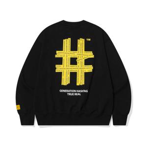 [빈트릴] 옐로우 해시태그 맨투맨 BA251RM002_BK