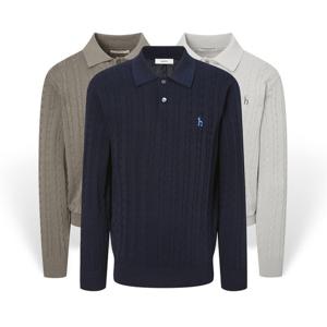 [헤지스] 남성 쿨코튼 케이블 카라 니트 HZSW5F253