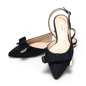 바바라 패브릭 리본 슬링백 블랙 BBB115