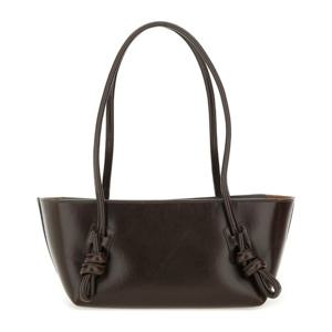 헤레우 노티드 스트랩 가죽 숄더 백 FLECWBA250023 DARKBROWN