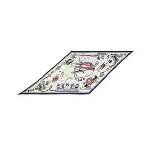 [루이까또즈(스카프)]퐁텐블로 마름모 실크 스카프 네이비 2ESD953NA