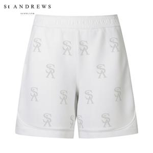 [세인트앤드류스] 여성 엠보 로고 프린트 밴딩 트레이닝 하프팬츠 821C1PS365_WH
