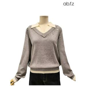 [에이비에프지]카라 레이어드 스타일 긴팔 니트 APZ4HW48J