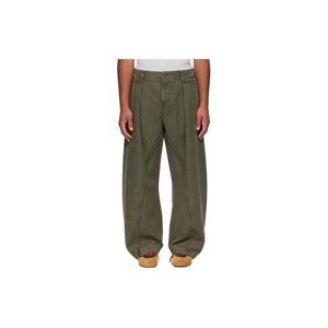 25 FW JW앤더슨 남성 카키 트위스트 심라인 슬랙스 252477M191000