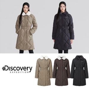 디스커버리 25FW 신상/여성/허리벨트/퀄팅/경량롱다운/세미오버핏/라이프스타일/멜로즈 튜브 다운 롱패딩 DWDJ9I056