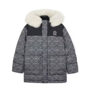 MLB패딩다운자켓 GQC 3ADJM0436-50BKS 다이아 모노그램 자가드 후드퍼 구스 미드 패딩