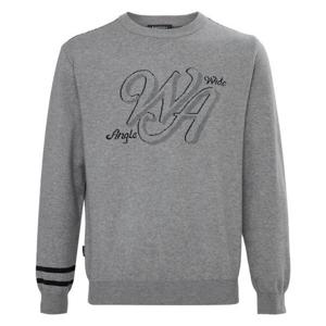 [와이드앵글]남성 CO 커시브 로고 그래픽 라운드 스웨터 M M.GREY(WMW25K71MK)