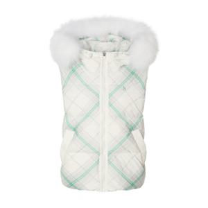 헤지스골프  아이보리 여성 체크 패턴 다운 패딩 베스트 점퍼(HWJU5D752IV)