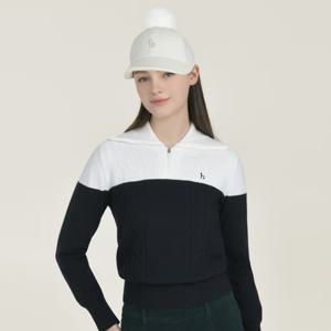헤지스골프  윙네이비 여성 울혼방 윙 카라 방풍 티셔츠(HWSW5D714N3)