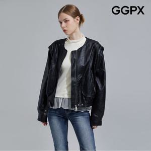 [GGPX] 오버 숄더 시크 페이크 레더 자켓 (GPAJK025F)