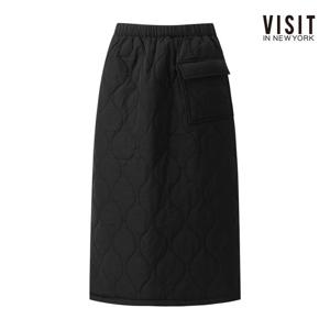 [비지트인뉴욕]퀄팅 포켓 밴딩 롱 스커트 (V5BSR01)