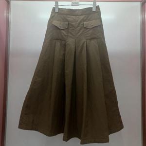 Latium HC06 A라인 플레어 허리반밴딩 주머니 핀턱 얇은 패딩 스커트 T2543sk02B1