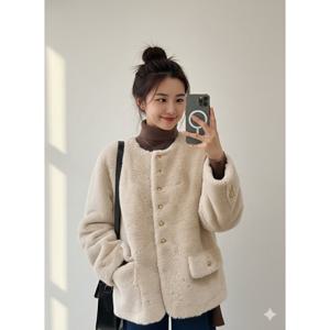 [숲]보송노카라 페이크밍크퍼 자켓  SBADB813