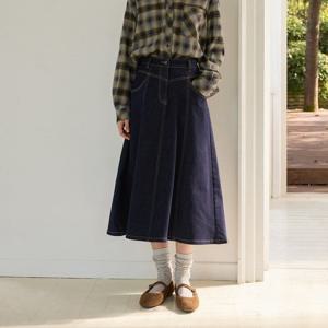 [올리브데올리브]A라인 절개 기모 데님 스커트 OJ5WSB22