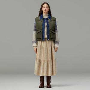 [써스데이아일랜드][여성]데님 믹스 덕 다운 베스트(T258MVT953W)