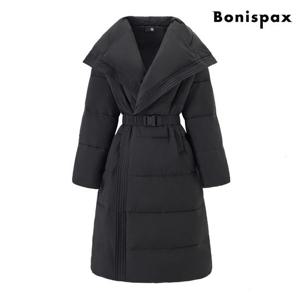 [보니스팍스(여성의류)]베이직 오픈 벨티드 롱 패딩 점퍼 (XP4JJ061L0)
