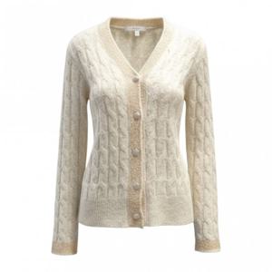 [페이지플린]브이넥 글리터 배색 케이블 가디건 F5DCA006