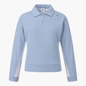 데상트골프웨어 JQS DP42WFTLO8-LBLG 여성 테리 반집업 방풍 티셔츠 / Light Blue