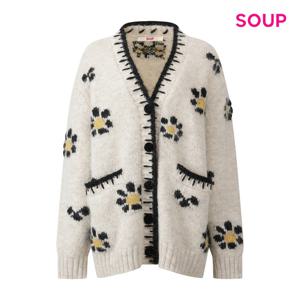 SOUP  플로럴 루즈핏 스티치 V넥 가디건 (S5CGD18)