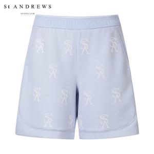 [세인트앤드류스] 여성 엠보 로고 프린트 밴딩 트레이닝 하프팬츠 821C1PS365_BL