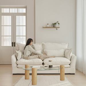 플로라 3인용 패브릭 린넨 구스 소파