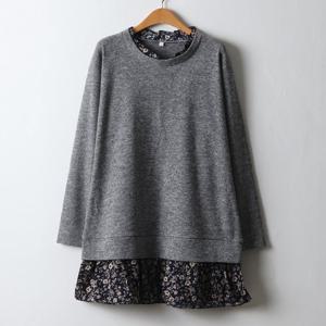 나야홍 / 아이우먼 꽃배색프릴이중긴팔티 OLJ603M601 빅사이즈