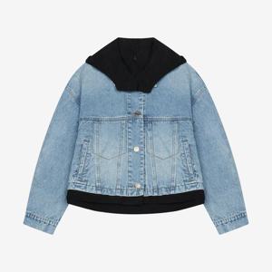 [씨]배색 후드 데님 자켓 SKJKB2128