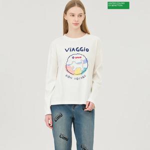 베네통 자수 포인트 강연 티셔츠 BATSA1611