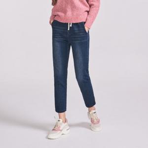 [진마니아]빈티지 워싱 밴딩 블루 스판 배기진 청바지 빅사이즈