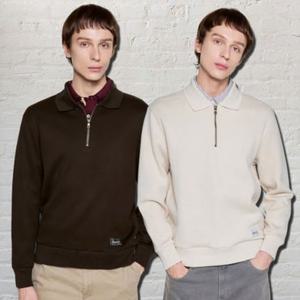 [백화점]헤지스  25FW  3컬러 택1  남성 니트라이크 카라형 하프집업 맨투맨티셔츠 HZTS5D602