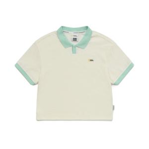 [내셔널지오그래픽 키즈] K242GPL910 여아 테리 카라 반팔티 IVORY