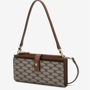 [헤지스ACC]브라운 시그니처 패턴 핸드폰수납 월릿백 HIWA5E895W2