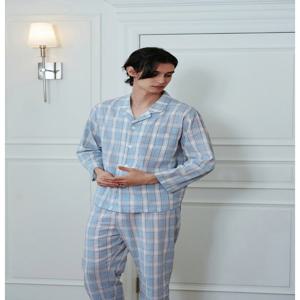 흡수성 좋은 면 요루 체크 패턴 남자 파자마 잠옷 세트 WPA2472M