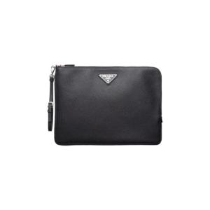 프라다 라지 사피아노 레더 파우치 블랙 2NH023-2FAD-F0002