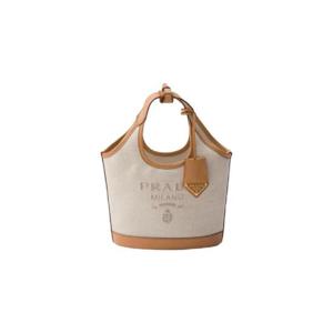 프라다 리넨 혼방 및 레더 미니 버클 백 내츄럴 1BE074-2DLI-F0018