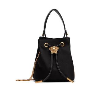 베르사체 숄더백 블랙 미니 라 메두사 새틴 버킷백 252404F048009