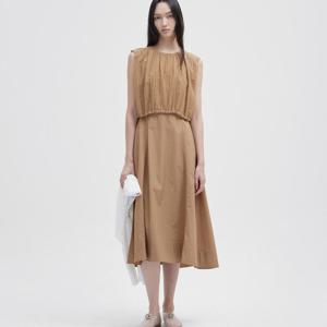 [쥬크]셔링 라운드넥 슬리브리스 플레어 원피스 (Z252MSE021)