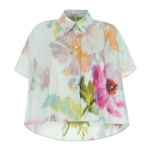 로에베 플로럴 프린트 시어 코튼 블렌드 셔츠 S359Y05XEX LIGBL