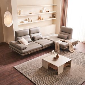 [다우닝] 에일로 4인 오픈코너 스윙 전체 천연가죽 소파+스툴