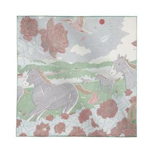 에르메스 이브레스 오 방 스카프 70 블루 씨엘 베르 루즈 H984122S06