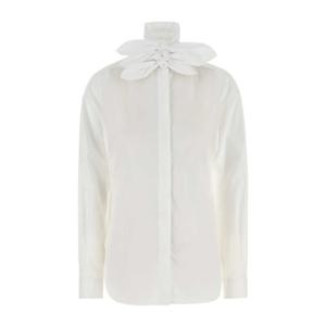 모스키노 하이넥 보우 디테일 자수 코튼 셔츠 J02035432 1001
