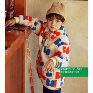 [베네통키즈]25FW 자카드 퍼 코트 QACT05561