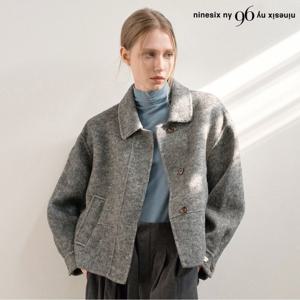 [나인식스뉴욕]카라넥 버튼업 하프 울 코트 (NP4JH002L0)