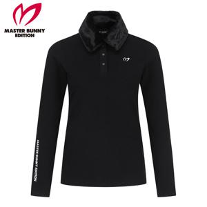 [마스터바니] 여성 슬림핏 퍼 칼라 티셔츠 421C4TO052_BK