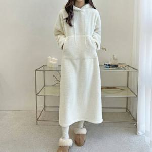 샵앤) 국산 여성 보들 보아후드 임부 데일리 롱원피스 LL-WDR-5087-아이보리