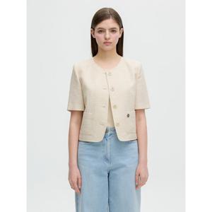 [올리브데올리브]라운드넥 싱글 버튼 반팔 자켓 (OW5MJ360)